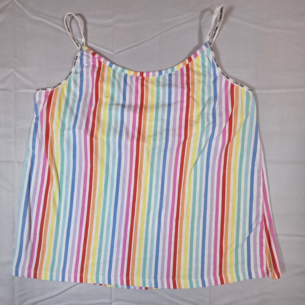 Calvin Klein Sleepwear Rainbow Stripe Camisole Top Large